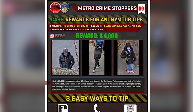 Baltimore Police Seek Public's Help to Identify Suspects in Portland Street Armed Robbery