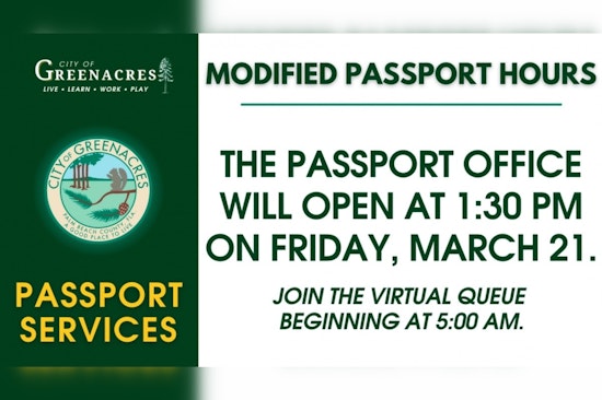 Bay Area Residents Alerted to Delay in Passport Services on March 21 in Greenacres