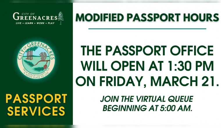 Bay Area Residents Alerted to Delay in Passport Services on March 21 in Greenacres