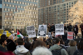 Boston Demonstrators Rally for Release of Palestinian Activist Mahmoud Khalil Amidst Nationwide Protests