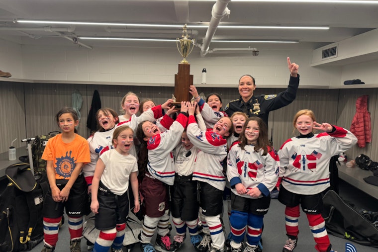 Boston Police Celebrate Women's History Month Supporting Local Young Athletes at Girls Hockey League Championship
