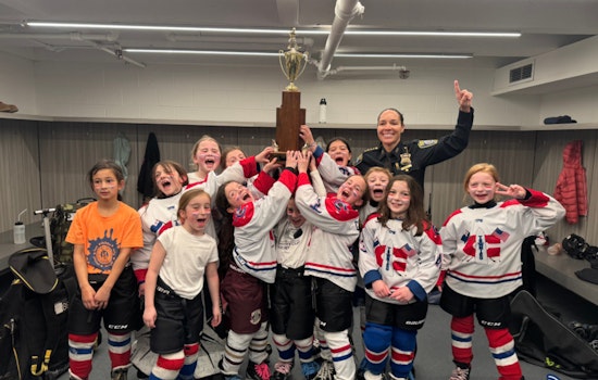 Boston Police Celebrate Women's History Month Supporting Local Young Athletes at Girls Hockey League Championship