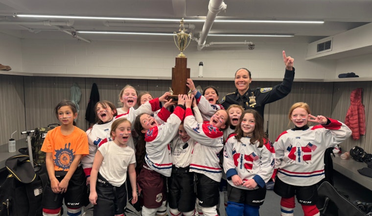 Boston Police Celebrate Women's History Month Supporting Local Young Athletes at Girls Hockey League Championship