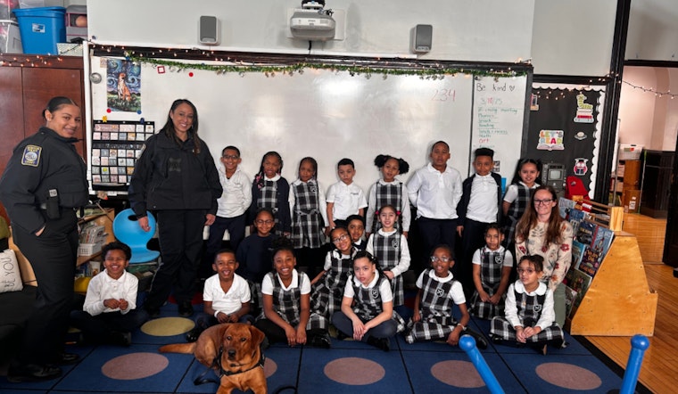 Boston Police Officers and Comfort Dog Copper Engage with Students at Saint John Paul II School