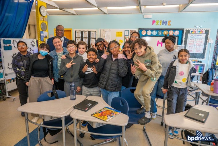 Boston Police Officers Engage with Youth at Blackstone School Literacy Event