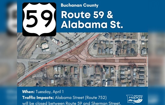 Buchanan County Residents Alerted of April 1 Start for Route 59 and Alabama Street Intersection Upgrade