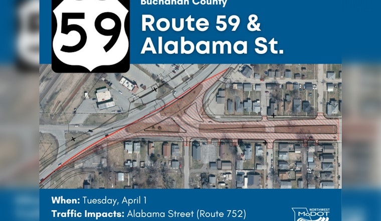 Buchanan County Residents Alerted of April 1 Start for Route 59 and Alabama Street Intersection Upgrade