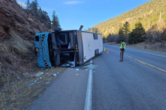 Bustang Driver Hospitalized After Single-Vehicle Crash on Highway 62 in San Miguel County