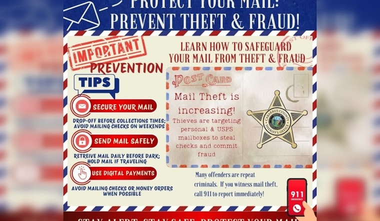 Cabarrus County Sheriff Warns of Rising Mail Theft, Urges Community Vigilance Against Fraudulent Activity