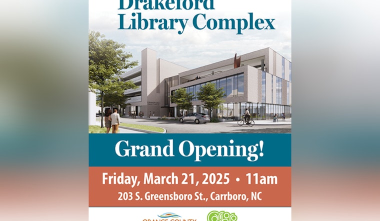 Carrboro Welcomes $42 Million Drakeford Library Complex with Grand Opening Event on March 21