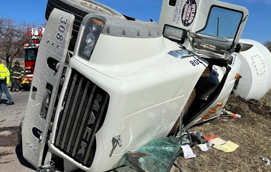 Cement Truck Overturns on I-77 North Exit in Cleveland, HAZMAT Called for Diesel Spill