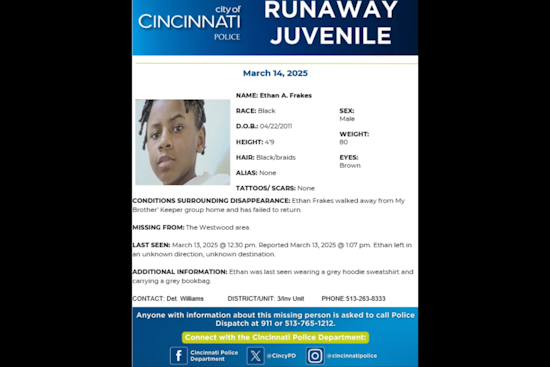 Cincinnati Police Seek Public's Aid in Search for Missing Teen Ethan Frankes