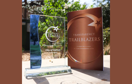 City of Denton Awarded Texas Transparency Trailblazer Honor for Exemplary Financial Openness