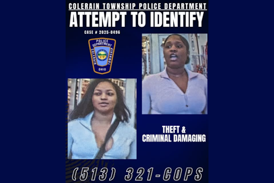 Colerain Township Police Seek Public's Help to Identify Suspects in Theft and Criminal Damaging Case