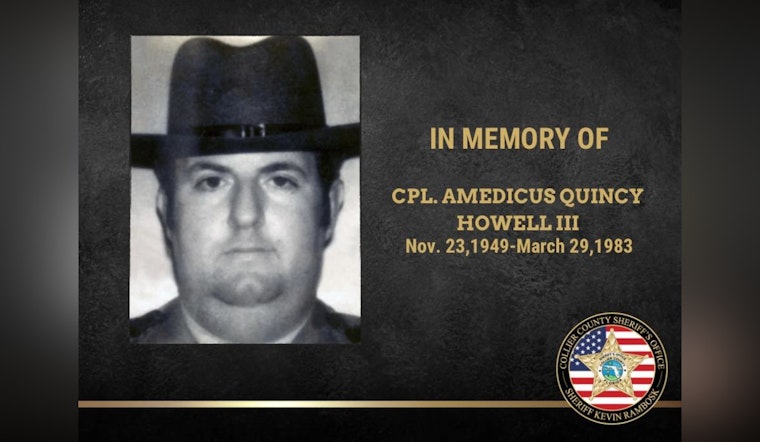 Collier County Sheriff's Office Remembers Cpl. Howell's Bravery 42 Years After Line-of-Duty Death in Immokalee