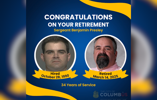 Columbus Police Celebrate Sergeant Benjamin Presley's Retirement, Commemorating Decades of Dedicated Service