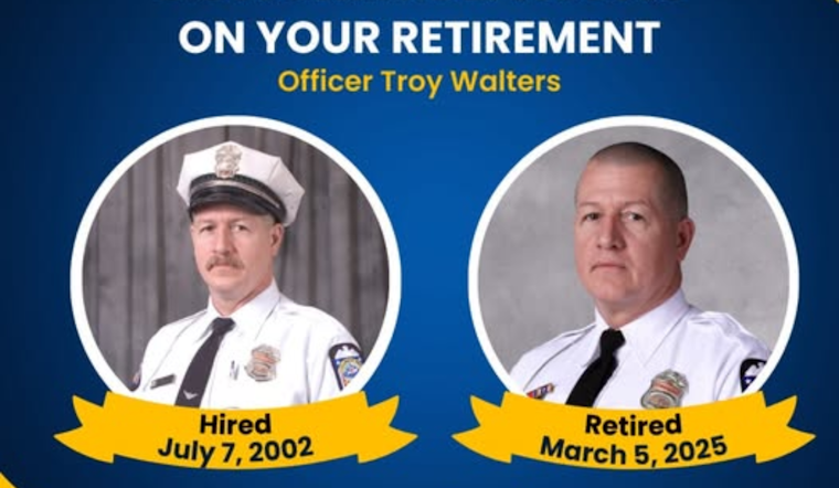 Columbus Police Salute Officer Troy Walters Upon Retirement After 22 Years of Service