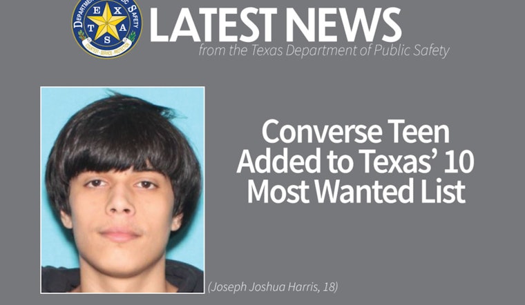 Converse Teen Joins Texas' 10 Most Wanted Fugitives List, Sought for Capital Murder and Other Charges