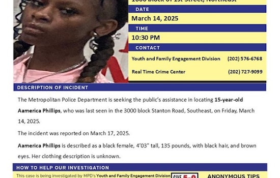 DC Police Issue Urgent Appeal for Missing 15-Year-Old Aamerica Phillips, Community Rallies in Search Efforts