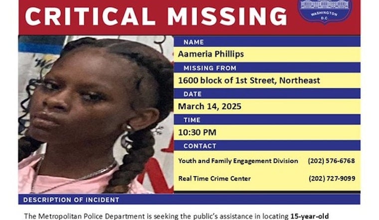 DC Police Issue Urgent Appeal for Missing 15-Year-Old Aamerica Phillips, Community Rallies in Search Efforts