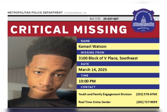 DC Police Seek Public's Help to Find Missing 14-Year-Old Kamari Watson in Southeast Washington
