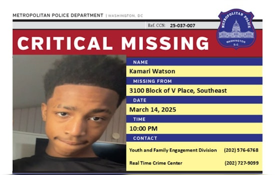 DC Police Seek Public's Help to Find Missing 14-Year-Old Kamari Watson in Southeast Washington