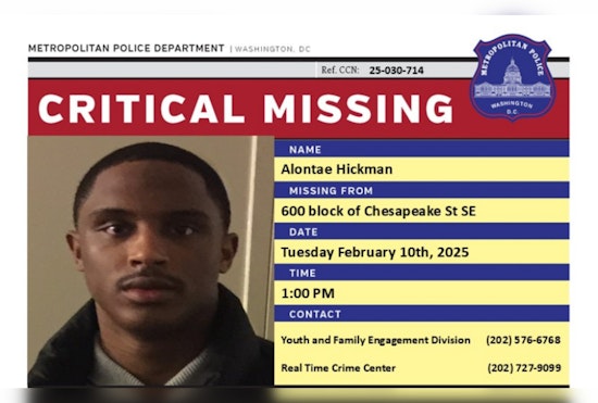 DC Police Seek Public's Help to Find Missing 29-Year-Old Alontae Hickman Last Seen in Southeast Washington