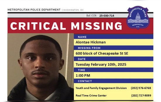 DC Police Seek Public's Help to Find Missing 29-Year-Old Alontae Hickman Last Seen in Southeast Washington