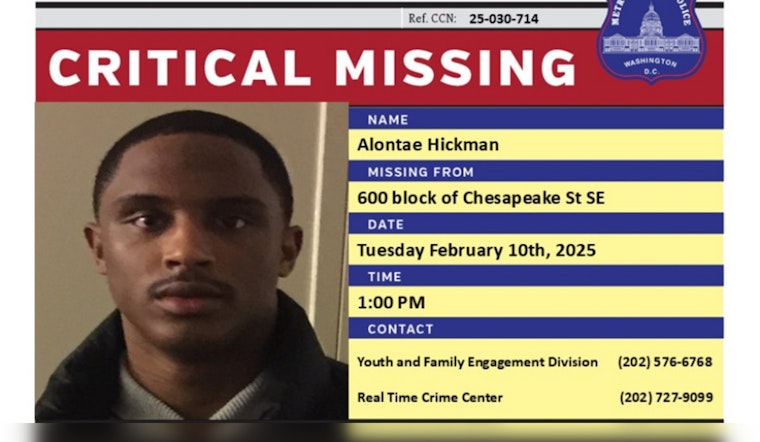 DC Police Seek Public's Help to Find Missing 29-Year-Old Alontae Hickman Last Seen in Southeast Washington