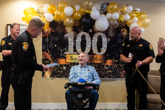 Douglas County Sheriff Celebrates Local Centenarian Lee Mickelsen's 100th Birthday with Joyful Community Tribute