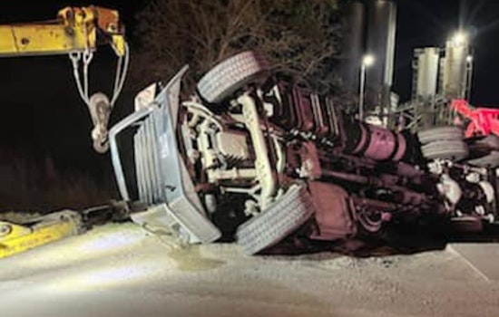 Driver Escapes Serious Injury as Concrete Truck Overturns on U.S. Highway 183 in Mustang Ridge