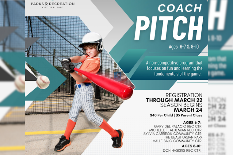 El Paso Parks and Recreation Invites Youngsters to Join Coach Pitch Baseball Season, Registration Ends March 22