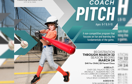 El Paso Parks and Recreation Invites Youngsters to Join Coach Pitch Baseball Season, Registration Ends March 22