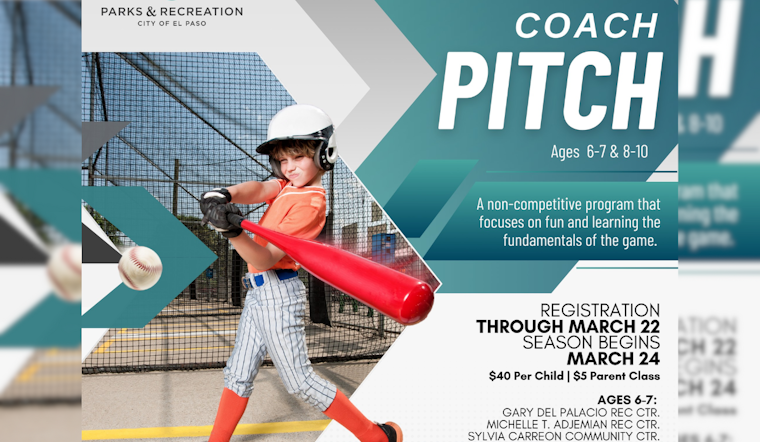 El Paso Parks and Recreation Invites Youngsters to Join Coach Pitch Baseball Season, Registration Ends March 22