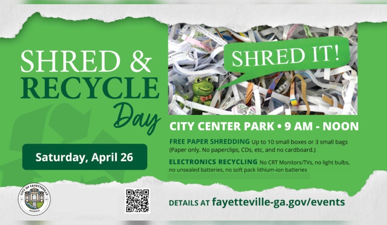 Fayetteville Hosts Shred & Recycle Day for Secure Document Disposal and Electronics Recycling at City Center Park