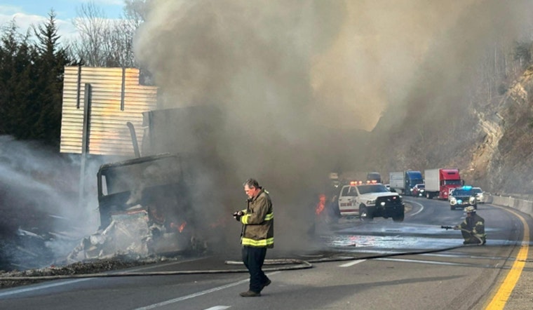 Fiery Semi-Truck Incident on I-75 South Disrupts Traffic Near Tennessee-Kentucky Border