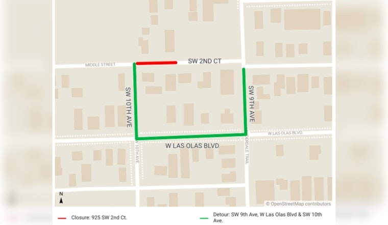 Fort Lauderdale Announces Temporary Road Closure on SW 2nd Ct for Sewer Works Commuters Advised to Plan Detours