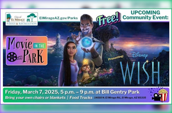 Free Outdoor Screening of Disney's Wish at Bill Gentry Park in El Mirage on March 7