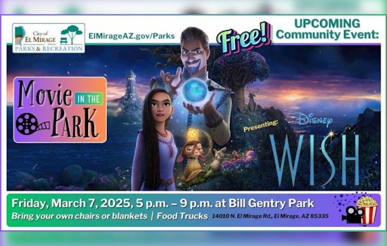 Free Outdoor Screening of Disney's Wish at Bill Gentry Park in El Mirage on March 7