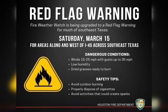 Houston Fire Department Issues Red Flag Warning, Urges Caution Amid Fire Danger Conditions
