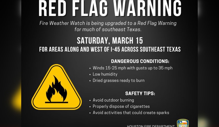 Houston Fire Department Issues Red Flag Warning, Urges Caution Amid Fire Danger Conditions