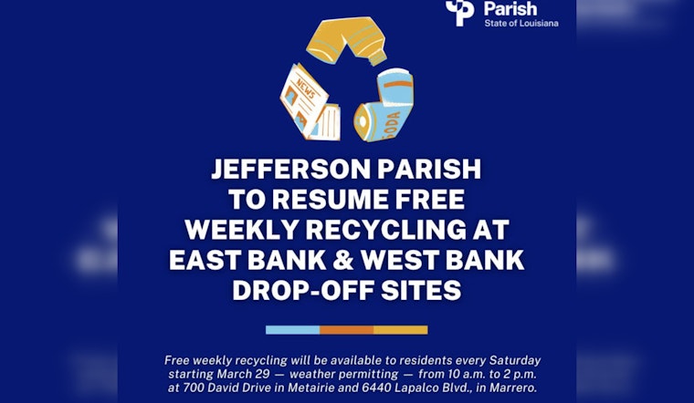 Jefferson Parish Revives Free Recycling Program in Partnership with Glass Half Full