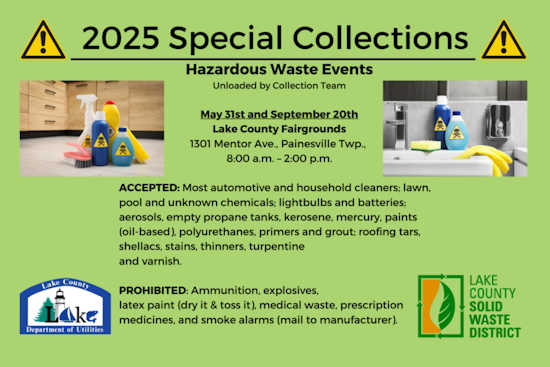 Lake County Announces Hazardous Waste Collection Events for Responsible Disposal