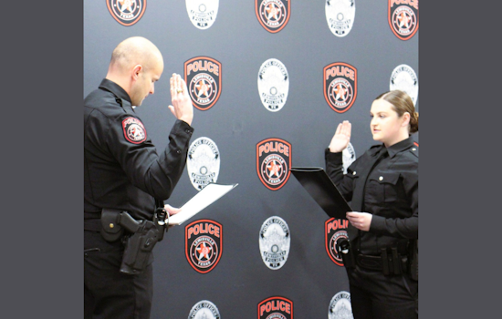 Lewisville Welcomes New Officer to Police Force with Family-Pinned Badge Ceremony