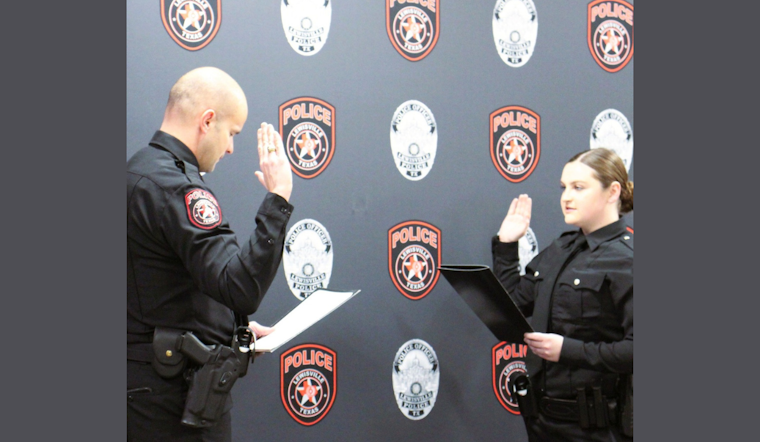 Lewisville Welcomes New Officer to Police Force with Family-Pinned Badge Ceremony