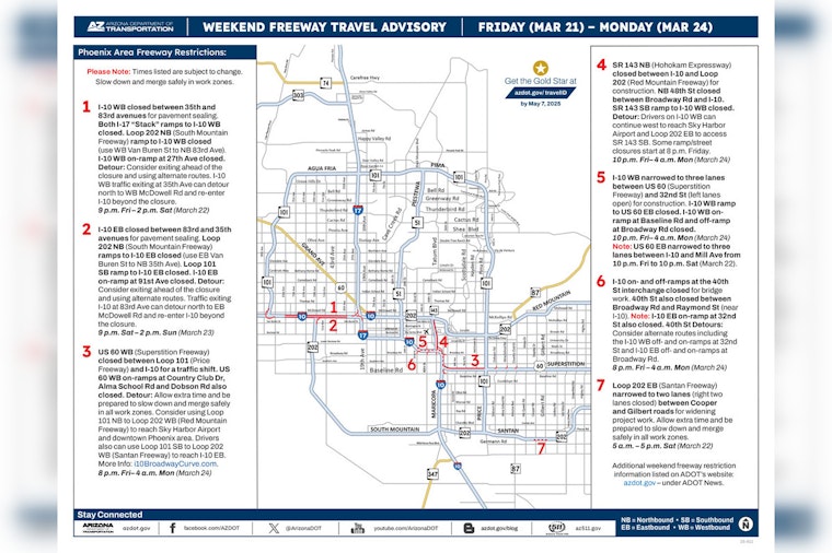 Major Freeway Closures and Detours Across the Valley