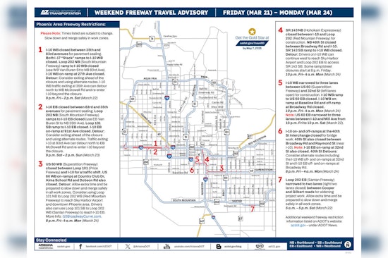 Major Freeway Closures and Detours Across the Valley