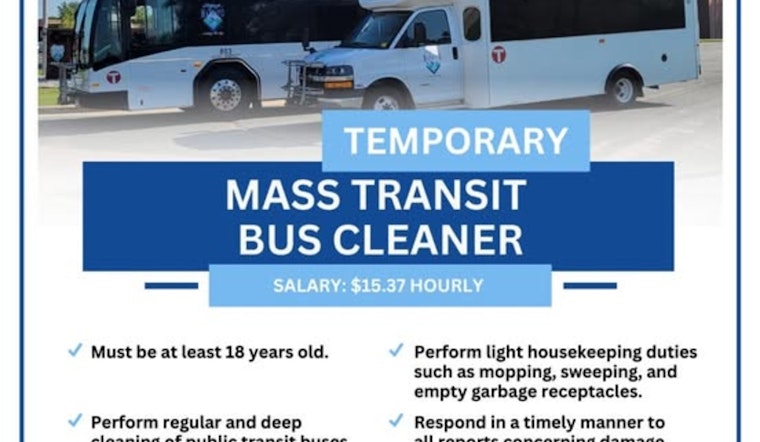 Mankato Seeks Temporary Mass Transit Bus Cleaner to Uphold Public Transportation Hygiene Standards