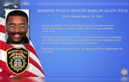 Memphis Police Department Honors Officer Marlon Allen Titus on 19th Anniversary of End of Watch