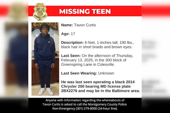 Montgomery County Police Seek Public's Help in Locating Missing Teen Tavon Curtis